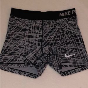 NIKE PRO Black & Gray Spandex Shorts